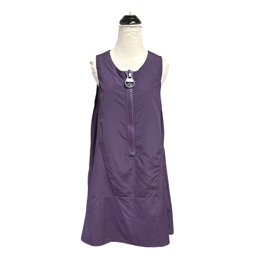Nana Ro Womens Purple Oversized Zip Front Sleeveless Shift Dress Made in USA S